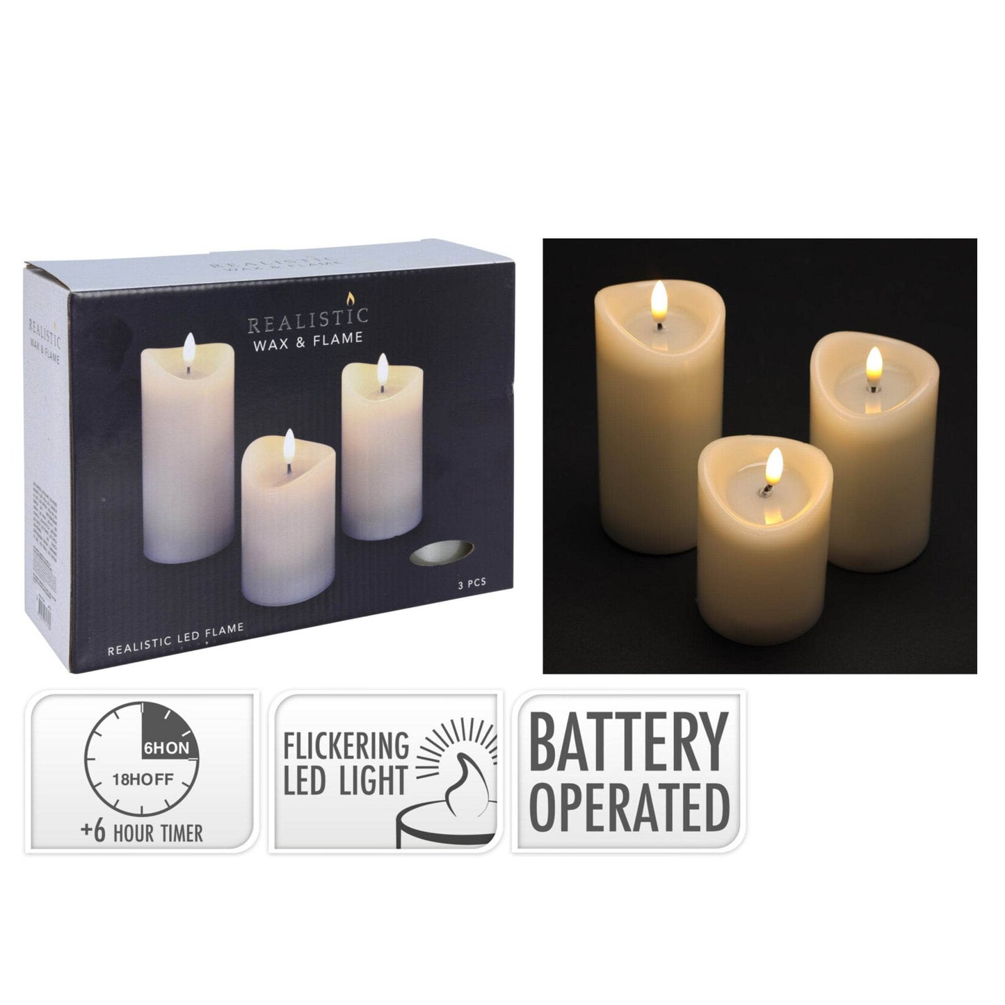 Christmas  -  LED Ivory Candle Set - 3 Pack  -  60483931