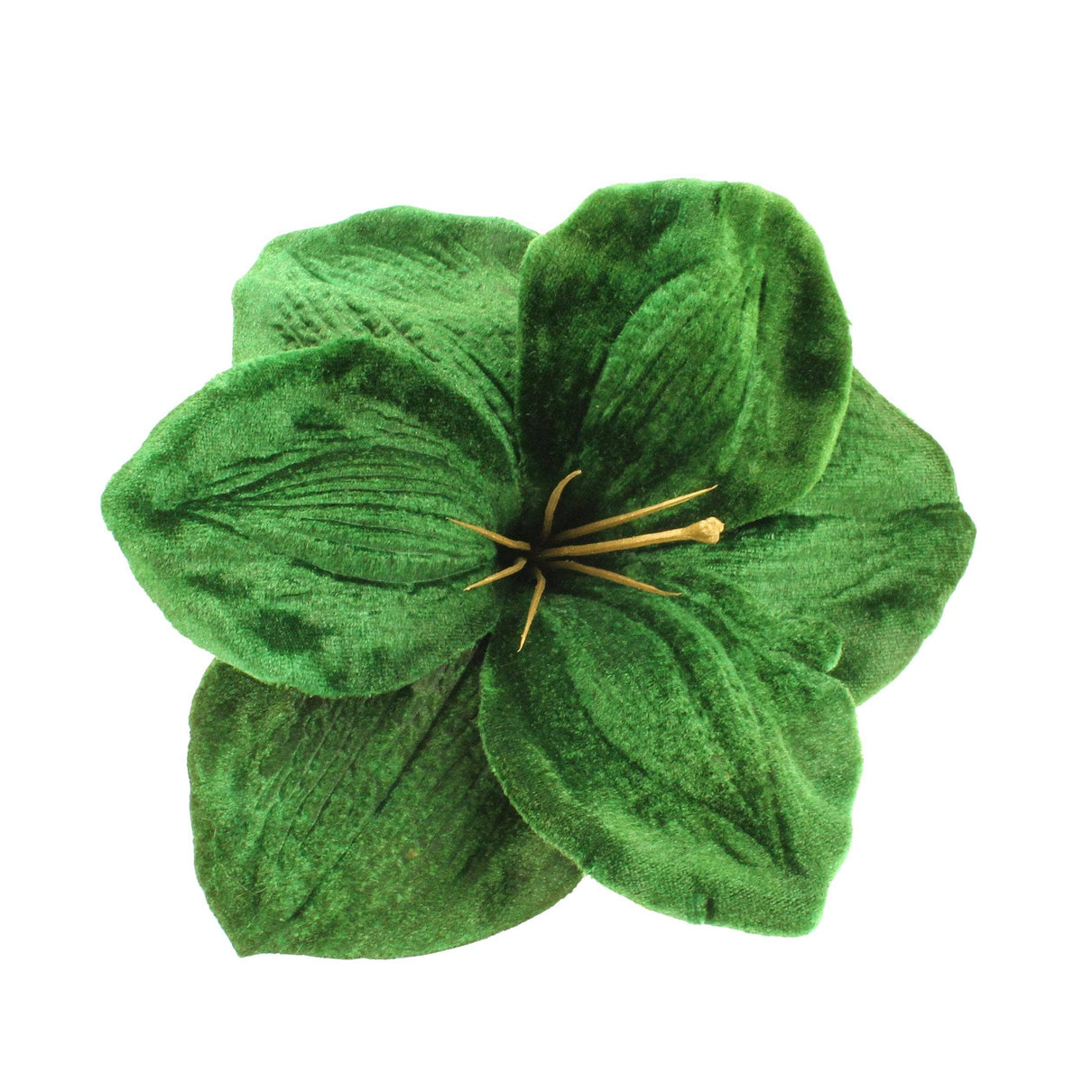 Christmas  -  Deep Green Velvet Amaryllis Clip Decoration - 14cm  -  60483967