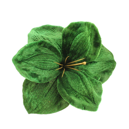 Christmas  -  Deep Green Velvet Amaryllis Clip Decoration - 14cm  -  60483967