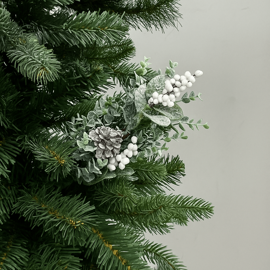 Christmas  -  White Berry Pinecone Christmas Stem - 72cm  -  60483987