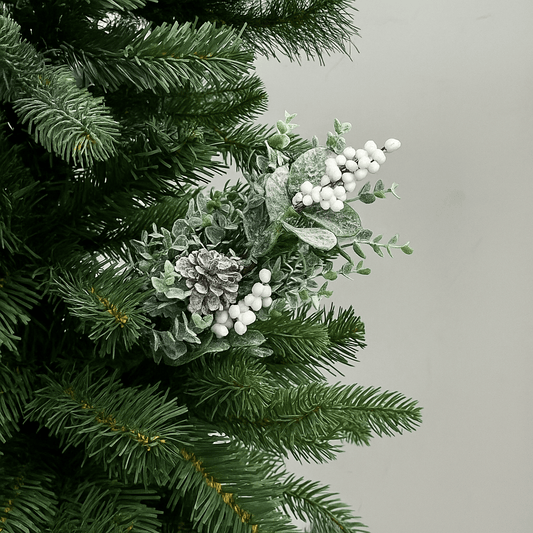 Christmas  -  White Berry Pinecone Christmas Stem - 72cm  -  60483987