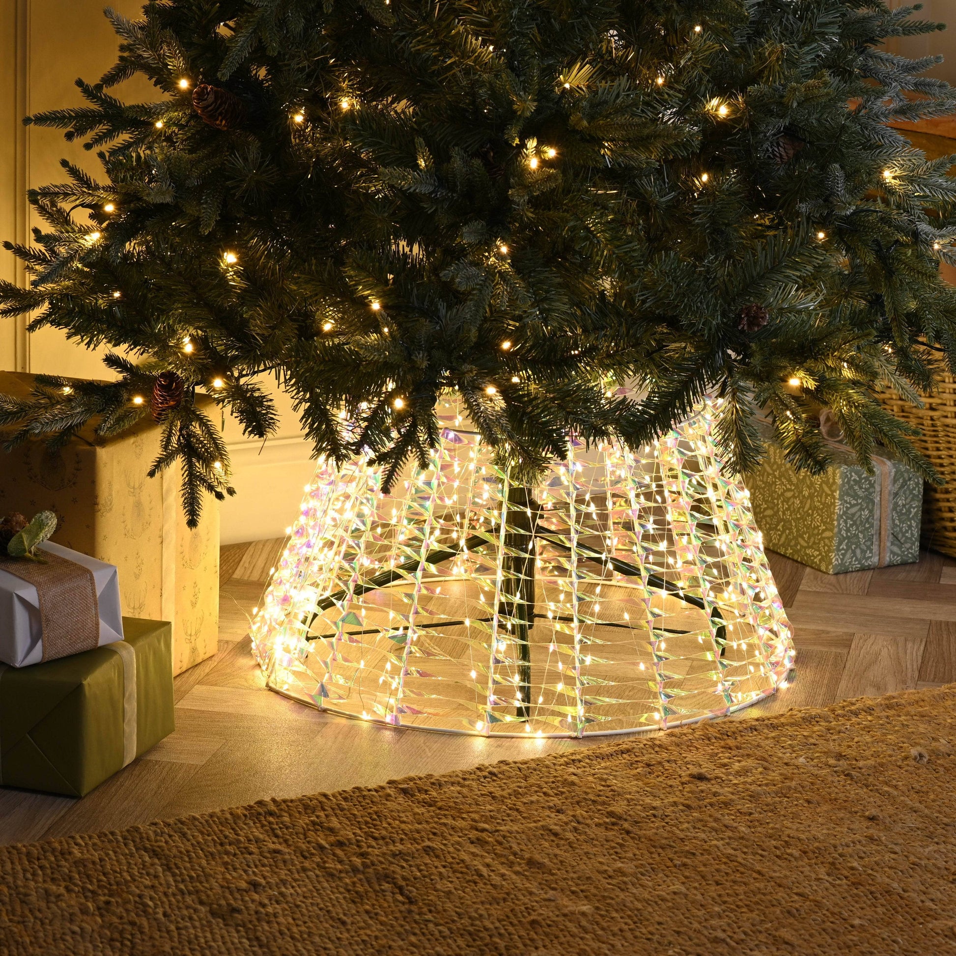 Christmas  -  Warm White LED Iridescent Tree Skirt - 71cm  -  60484008