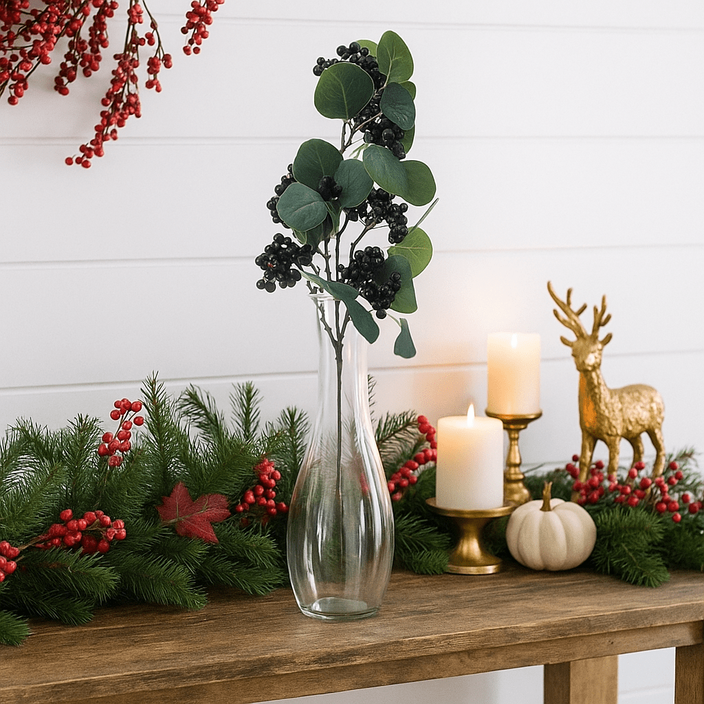Christmas  -  Eucalyptus With Black Berries Pick - 57cm  -  60484010