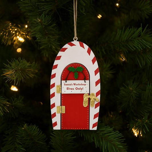 Christmas  -  Santa's Workshop Door Hanging Christmas Decoration - 14cm  -  60484017