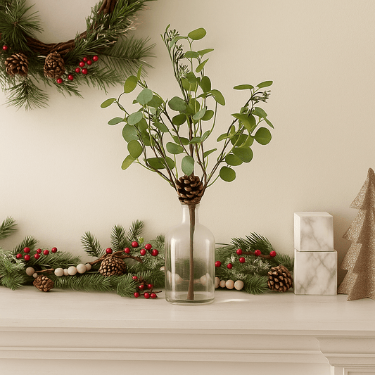 Christmas  -  Pinecone With Clover Leaves Stem - 42cm  -  60484019