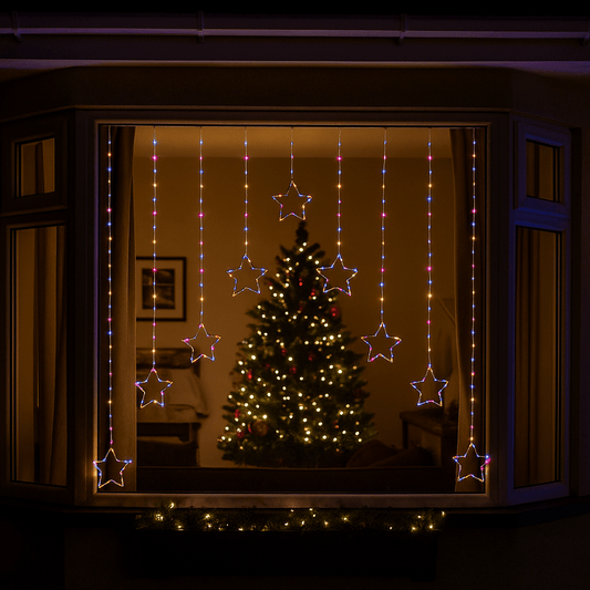 Christmas  -  Rainbow Christmas Star V Curtain Lights - 1.2m  -  60484023