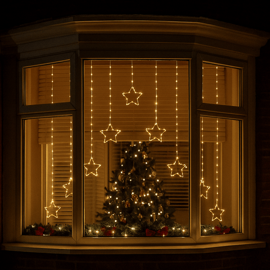 Christmas  -  Warm White Christmas Star V Curtain Lights - 1.2m  -  60484025