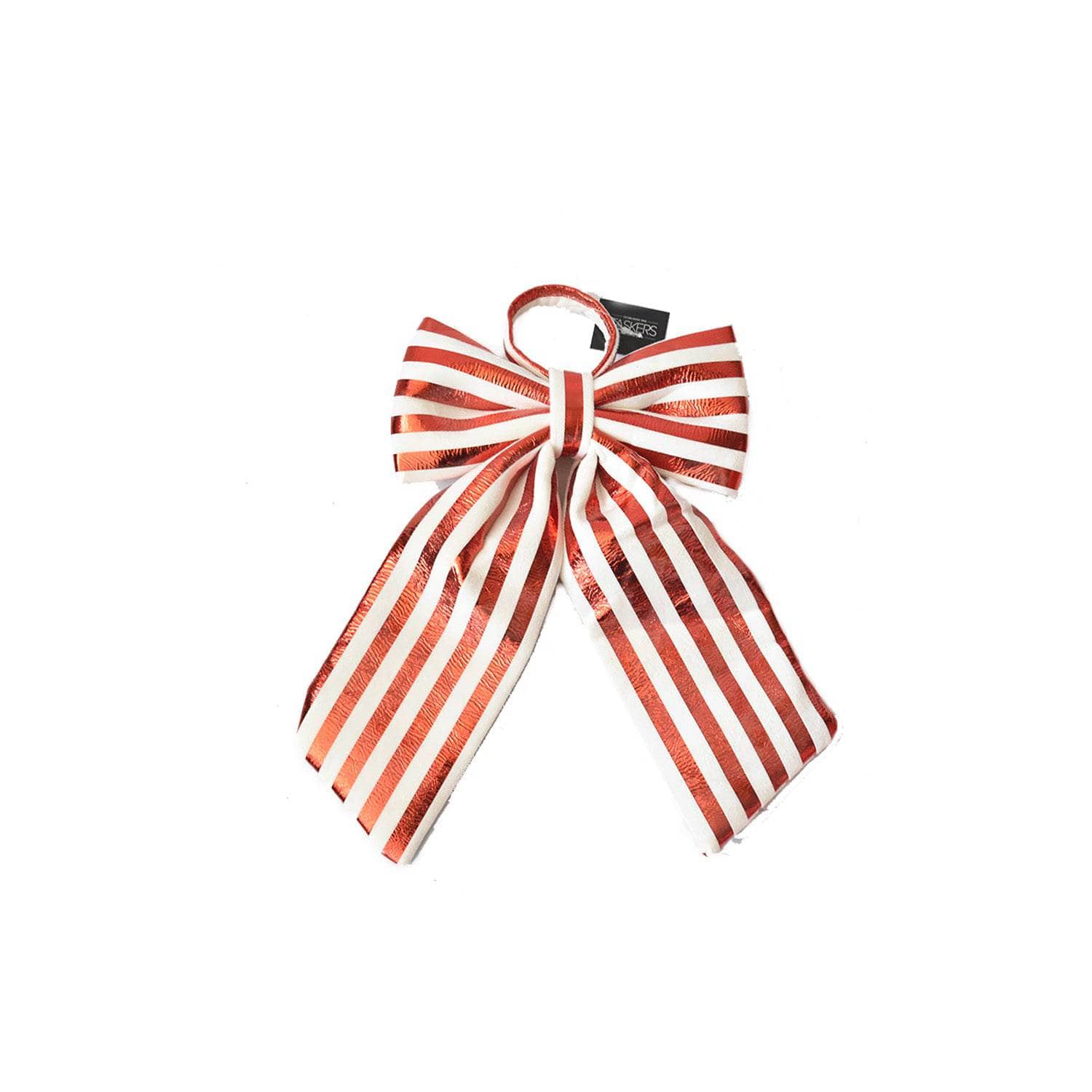 Christmas  -  Red & White Stripe Velvet Bow - 20 x 30cm  -  60484048