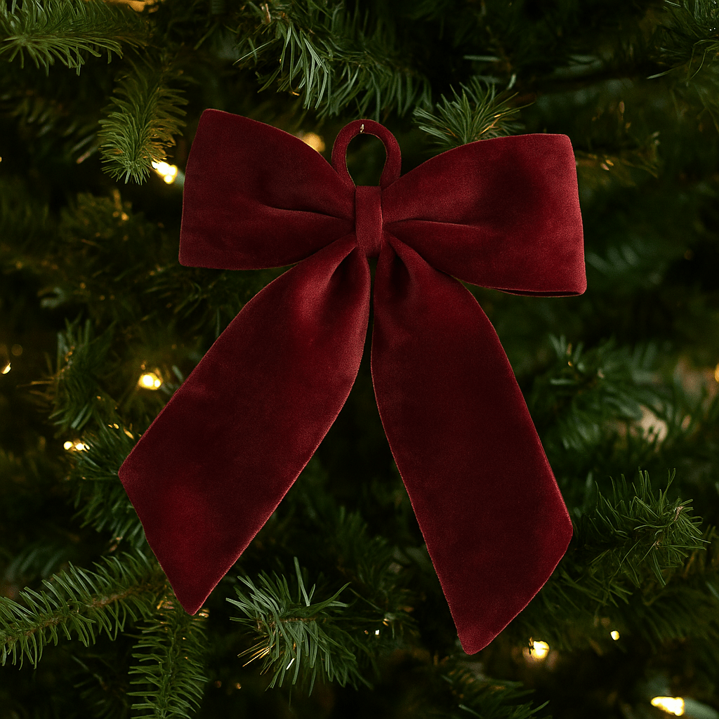 Christmas  -  Burgundy Velvet Bow - 20 x 30cm  -  60484057