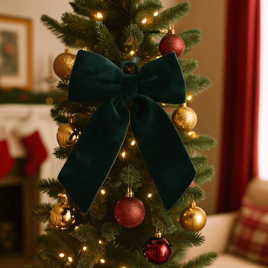 Christmas  -  Dark Green Velvet Bow - 30 x 50cm  -  60484062