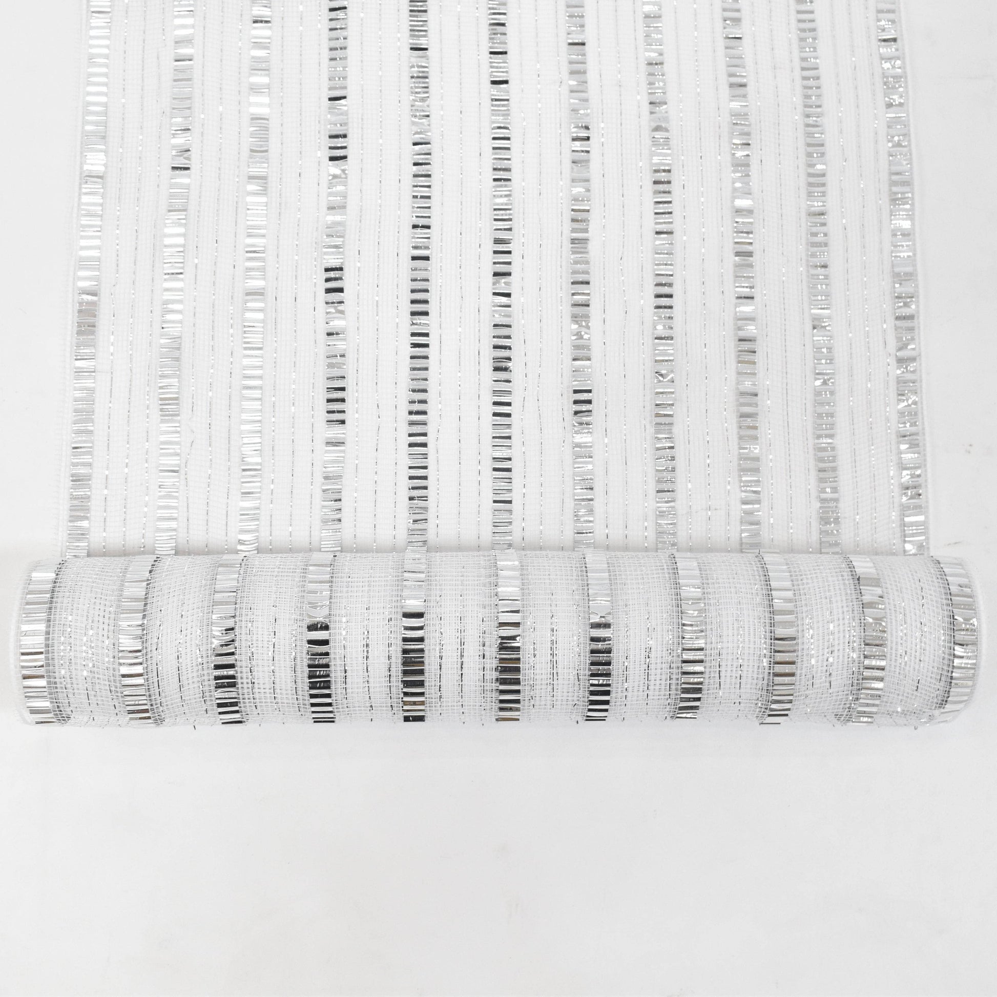 Christmas  -  White & Silver Striped Roll of Fabric - 46cm x 10y  -  60484081