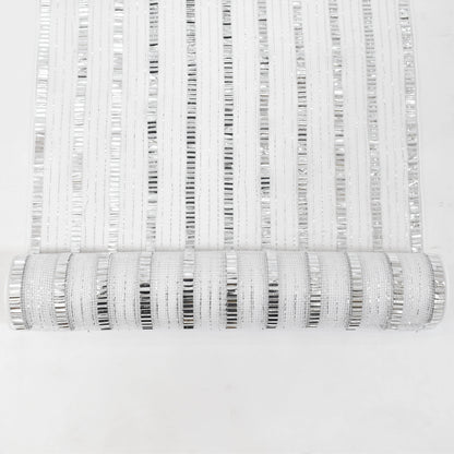 Christmas  -  White & Silver Striped Roll of Fabric - 46cm x 10y  -  60484081
