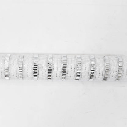 Christmas  -  White & Silver Striped Roll of Fabric - 46cm x 10y  -  60484081