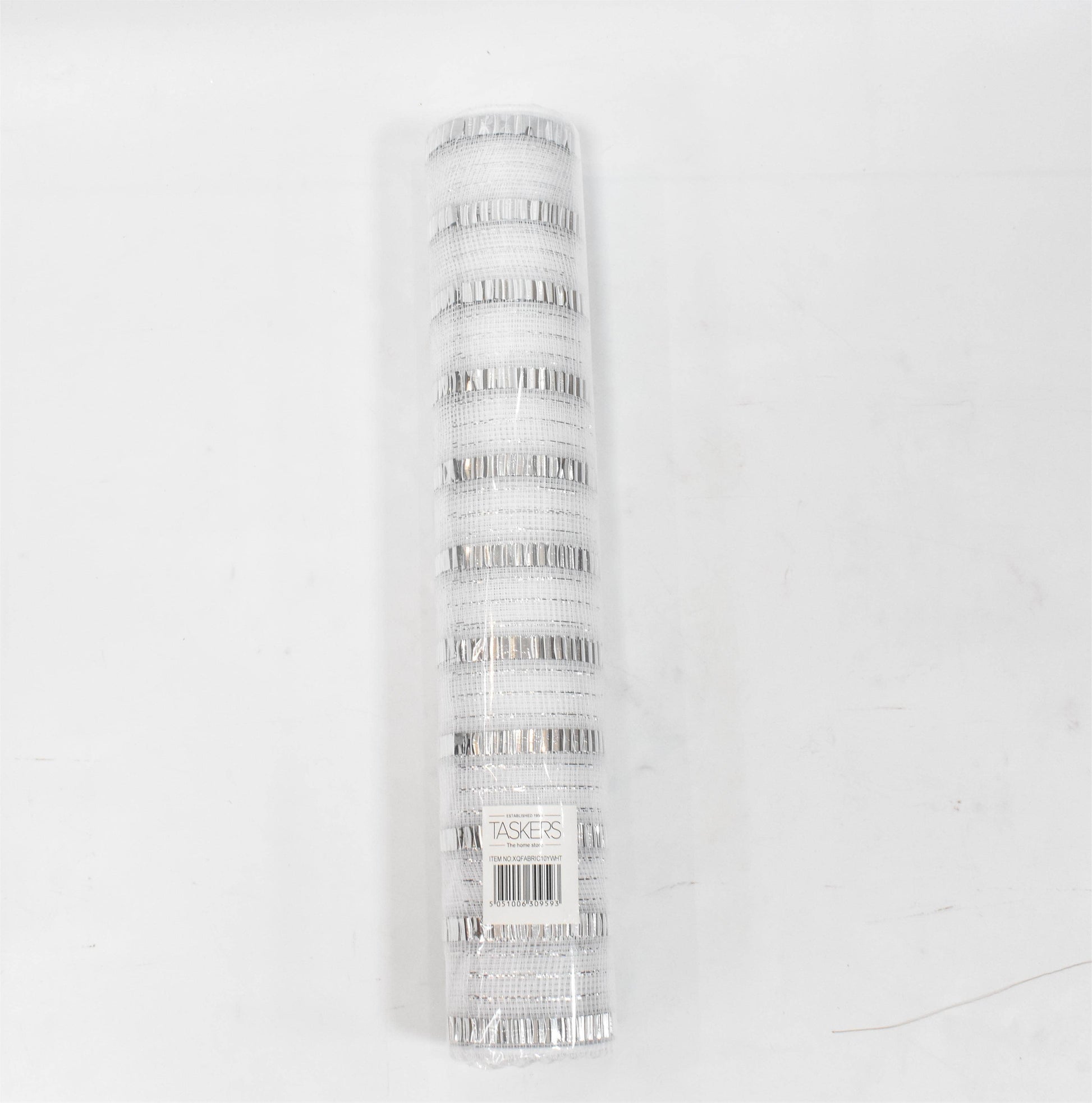 Christmas  -  White & Silver Striped Roll of Fabric - 46cm x 10y  -  60484081