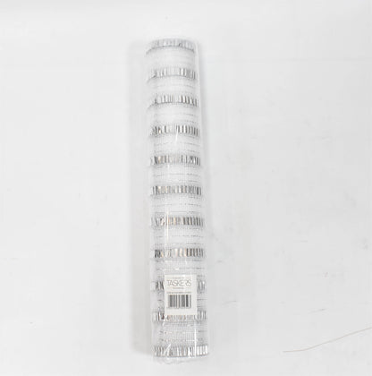 Christmas  -  White & Silver Striped Roll of Fabric - 46cm x 10y  -  60484081