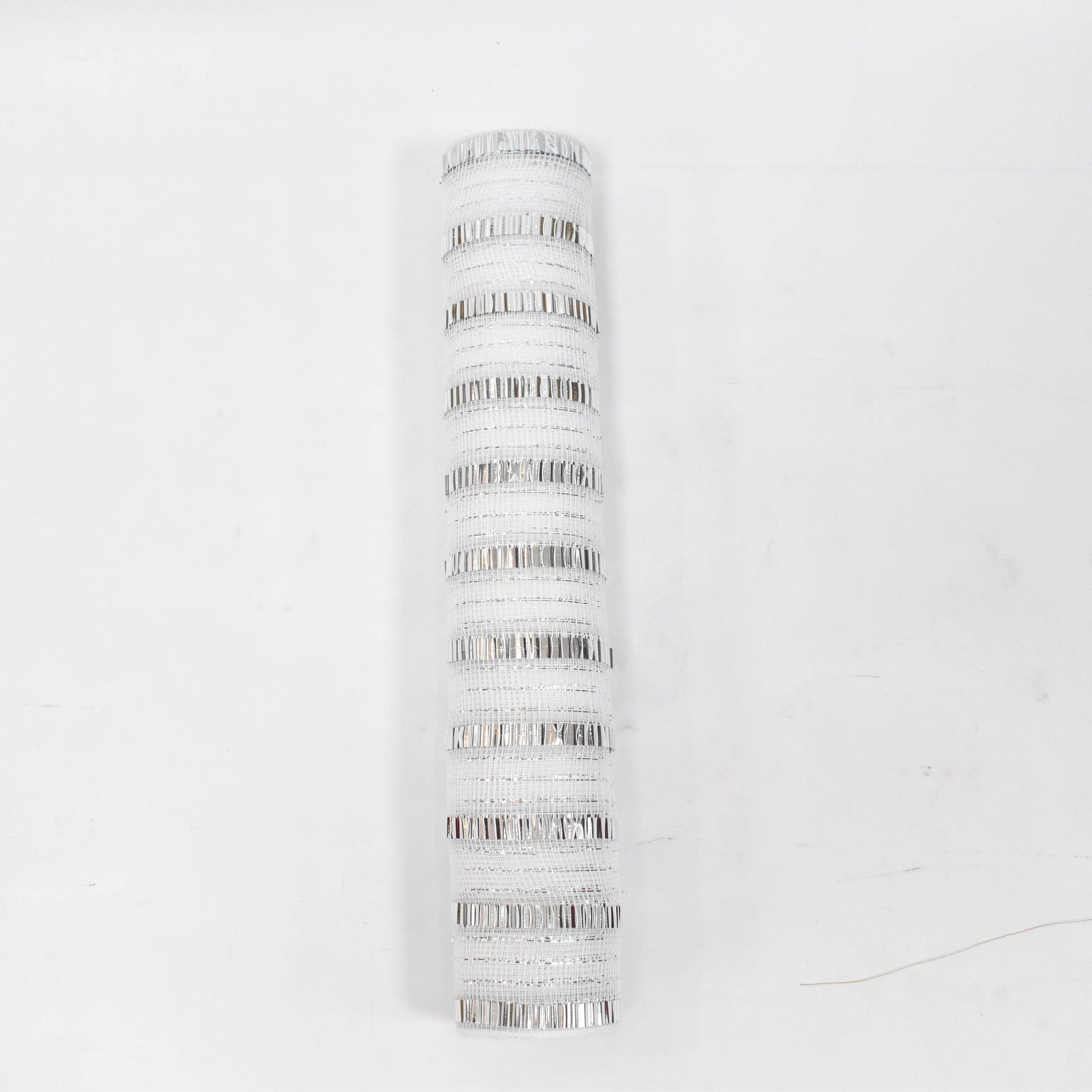 Christmas  -  White & Silver Striped Roll of Fabric - 46cm x 10y  -  60484081