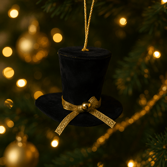 Christmas  -  Black Velvet Hat & Champagne Ribbon 10 x 14cm  -  60484087
