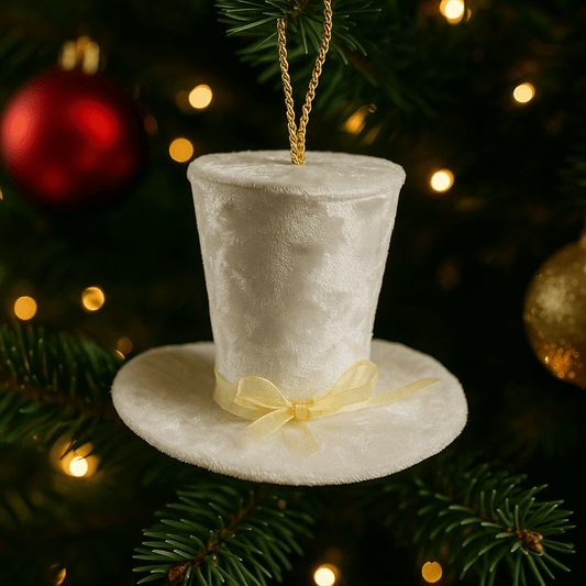 Christmas  -  White Velvet Hat Christmas Tree Decoration - 14cm  -  60484091