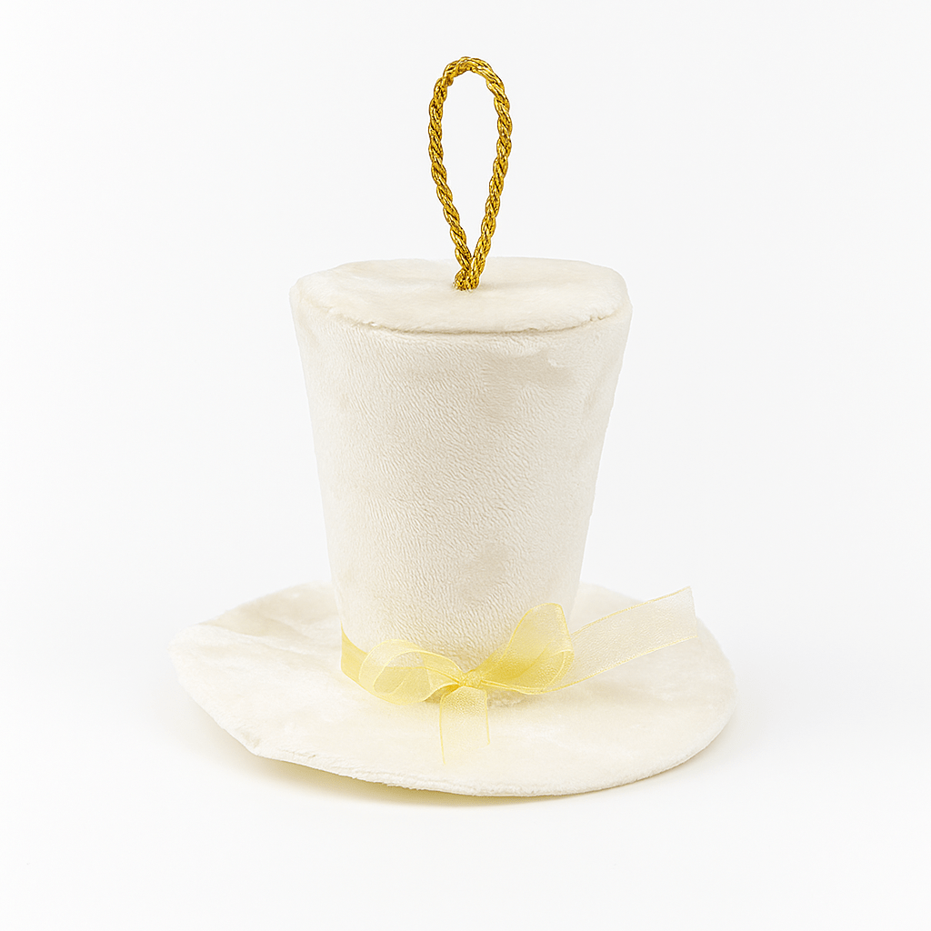 Christmas  -  White Velvet Hat Christmas Tree Decoration - 14cm  -  60484091