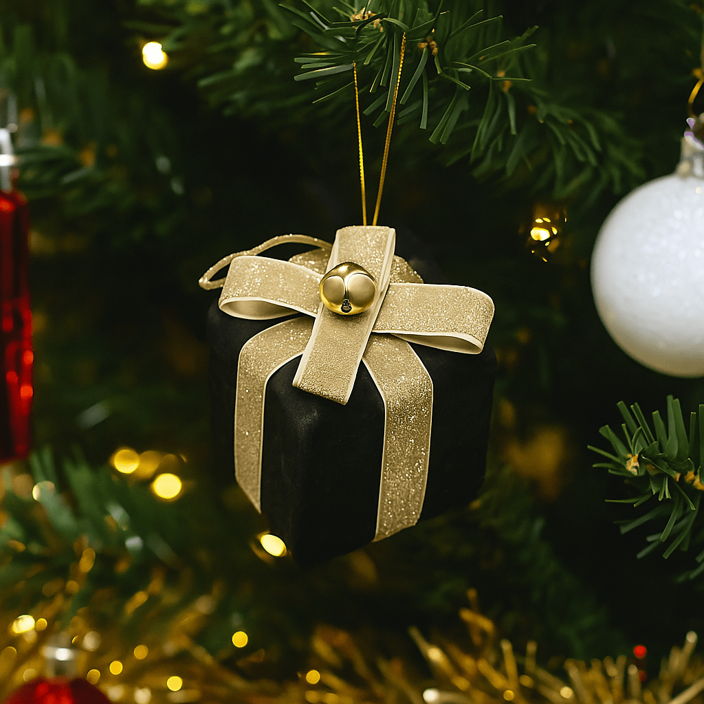 Christmas  -  Black Velvet Parcel Christmas Decoration - 10cm  -  60484093
