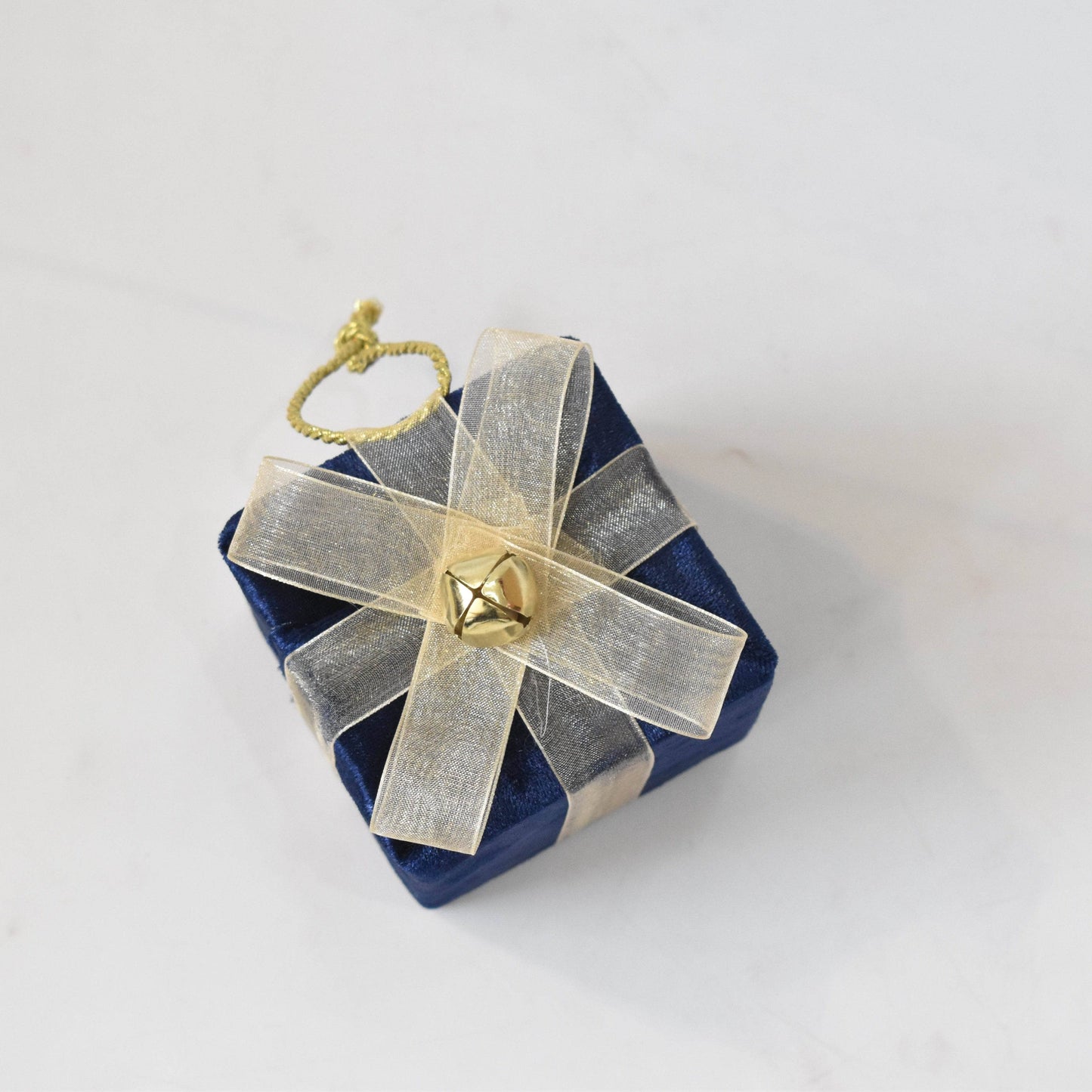 Christmas  -  Navy Blue Velvet Parcel Christmas Decoration - 10cm  -  60484094