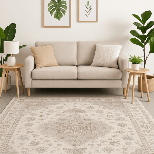 Rugs  -  Da Vinci 057-0454/6265 Beige Medallion Rug - Various Sizes  - 