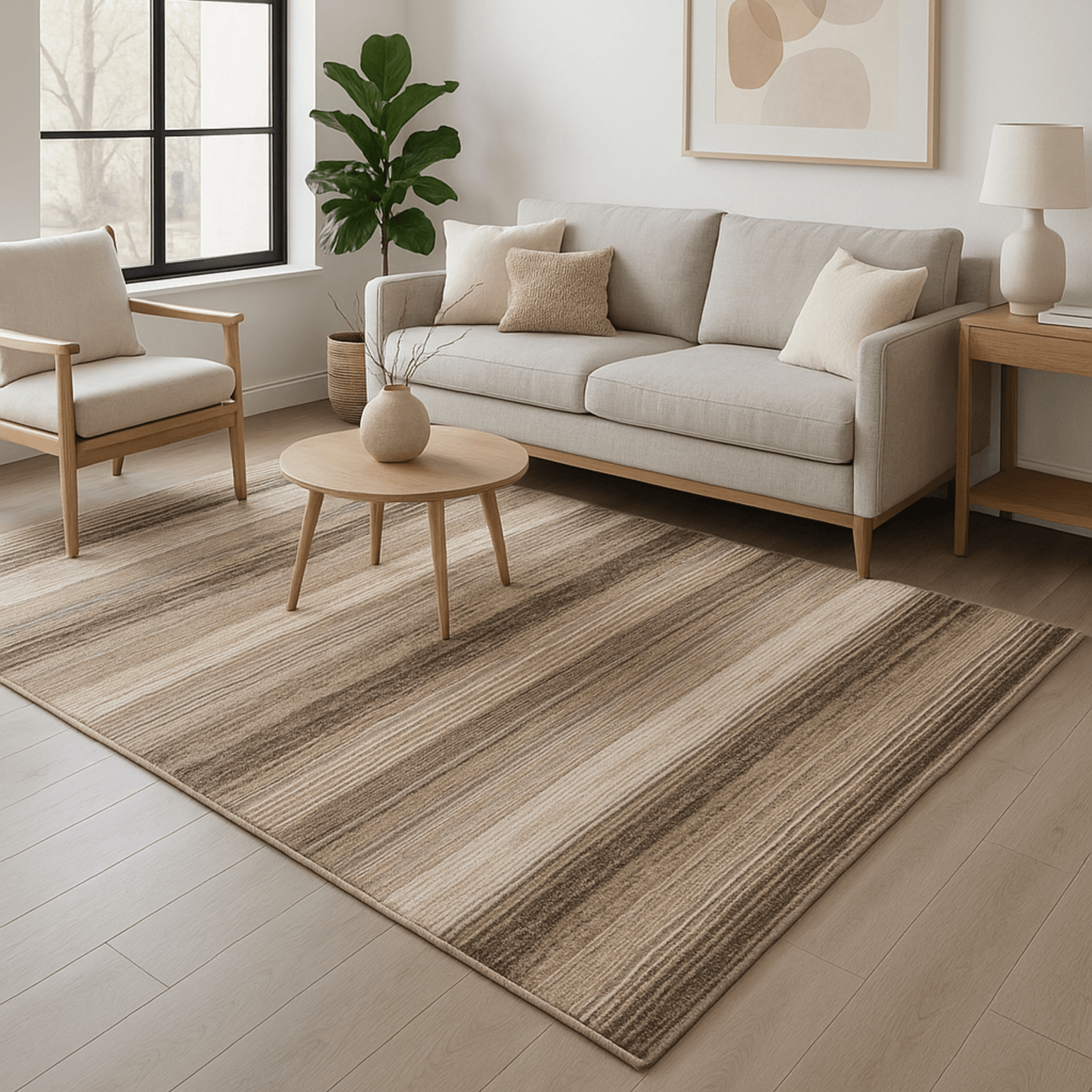 Rugs  -  Galleria 063-0351/9243 Brown Stripe Rug - Various Sizes  - 