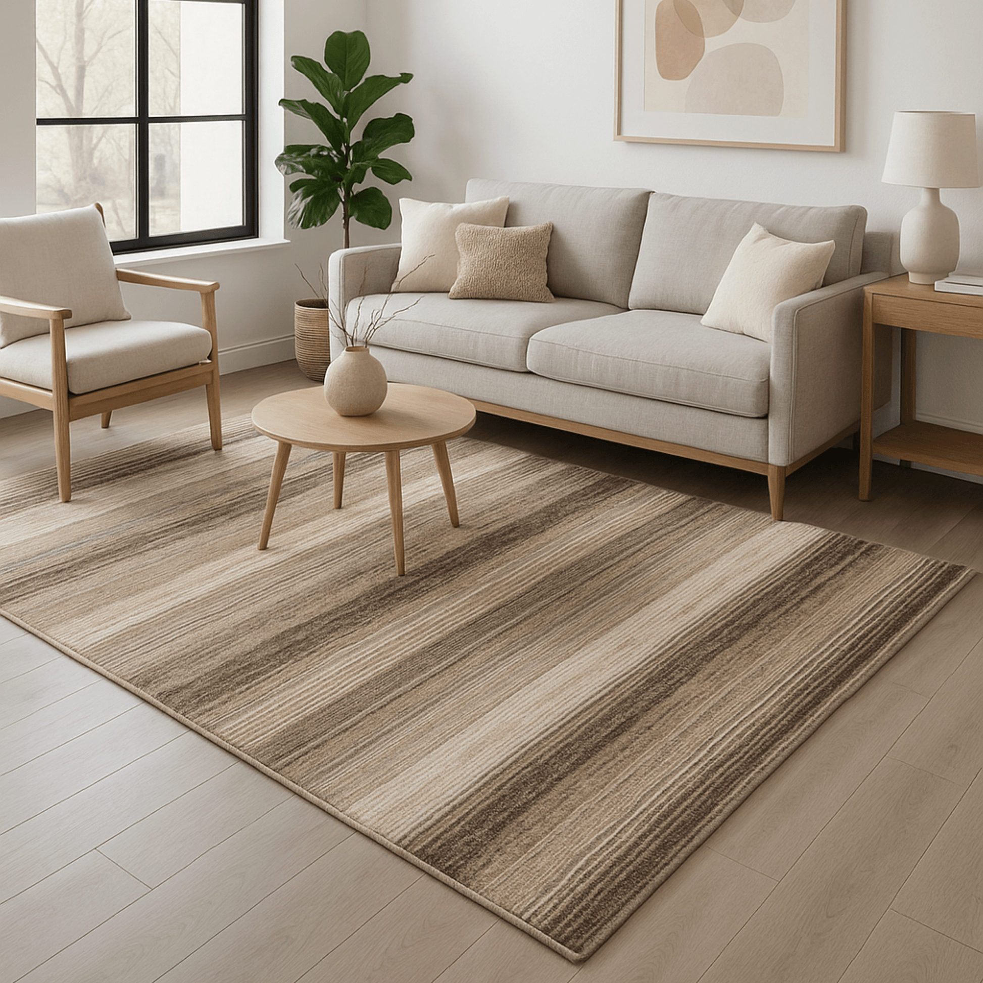 Rugs  -  Galleria 063-0351/9243 Brown Stripe Rug - Various Sizes  - 