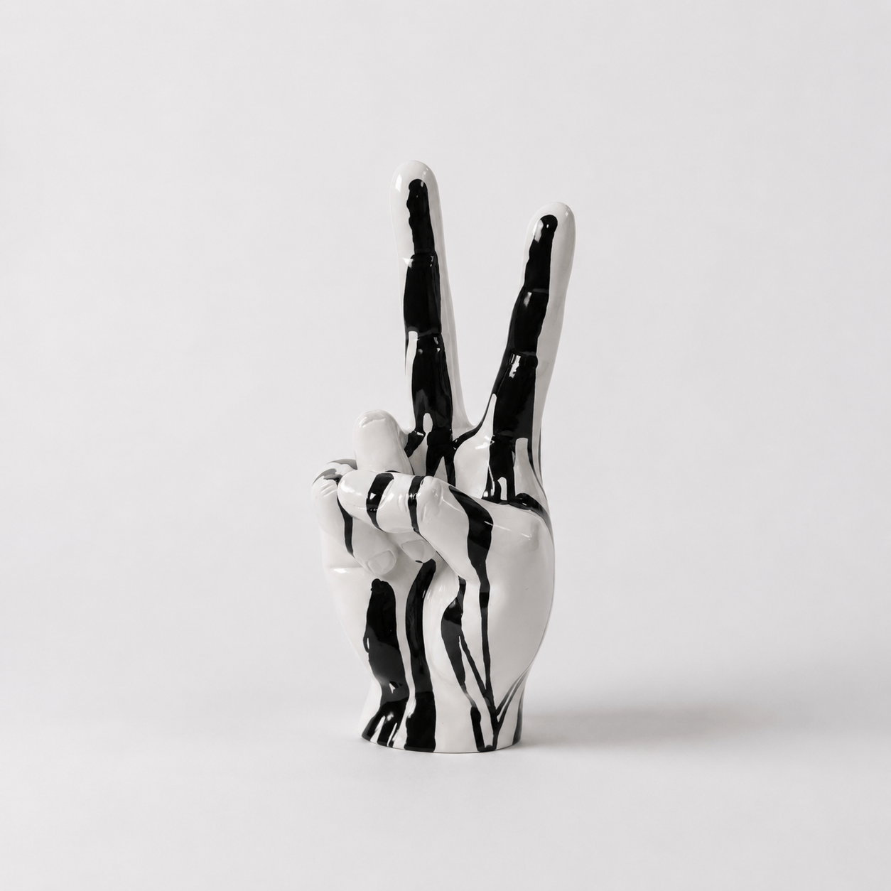 Homeware  -  Dripping Paint White Peace Sign Hand - 35cm  -  60484402