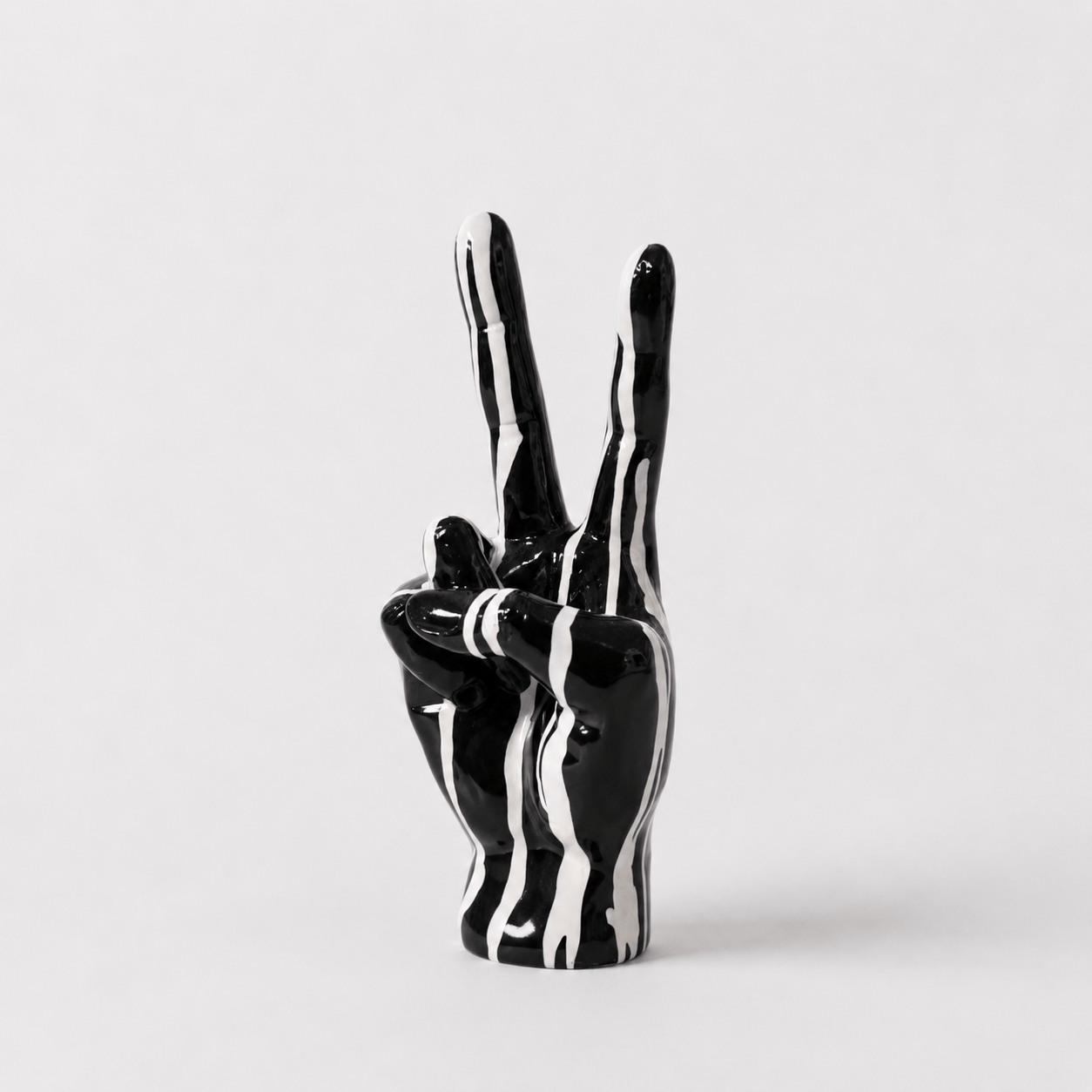 Homeware  -  Dripping Paint Black Peace Sign Hand - 35cm  -  60484403
