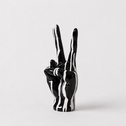 Homeware  -  Dripping Paint Black Peace Sign Hand - 35cm  -  60484403