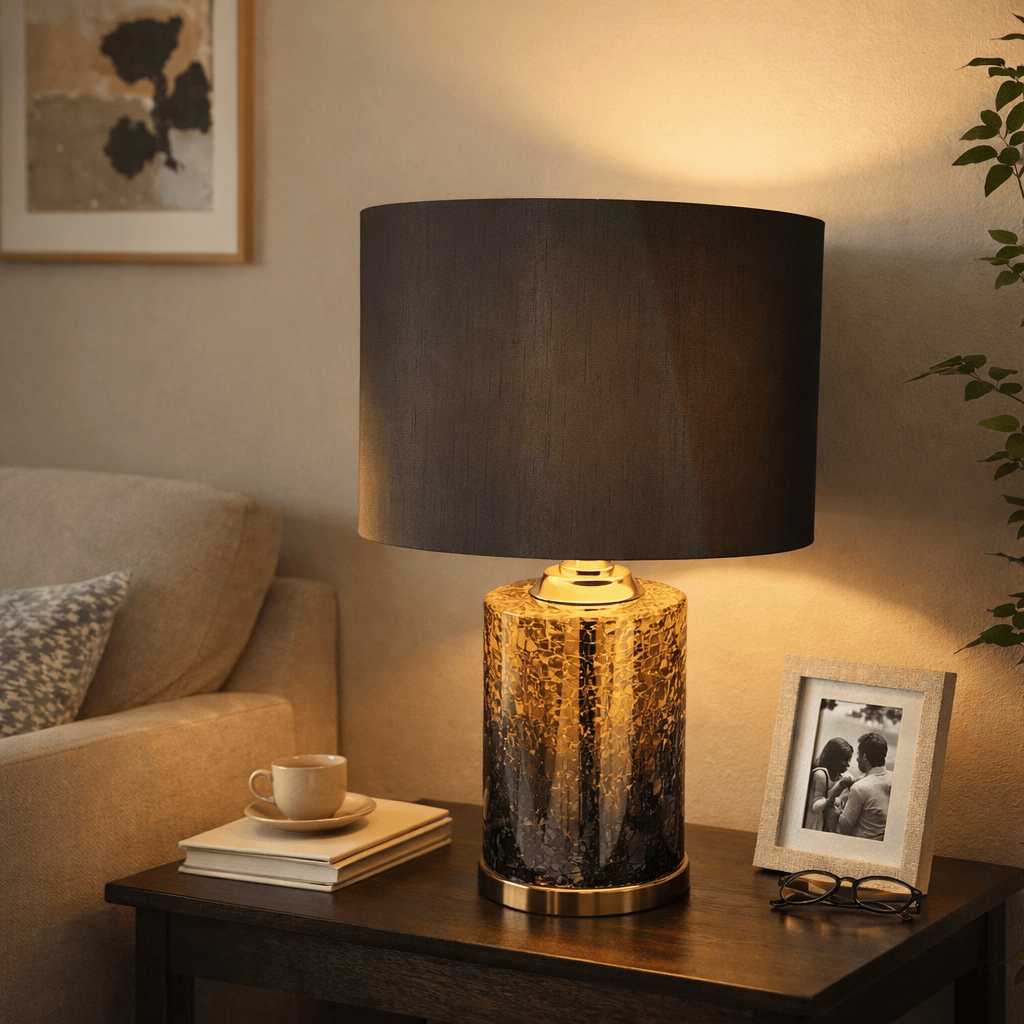 Lights  -  Black & Gold Glass Table Lamp  -  60484431