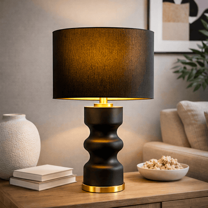 Lights  -  Black and Gold Glass Table Lamp - 69cm  -  60484432