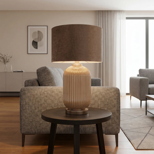 Lights  -  Pearl & Taupe Glass Table Lamp  -  60484441