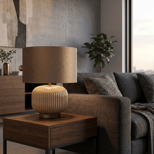 Lights  -  Pearl & Taupe Glass Table Lamp  -  60484442