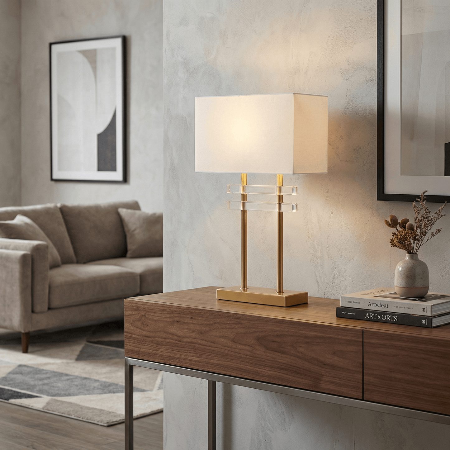 Lights  -  Gold & Glass Table Lamp  -  60484448