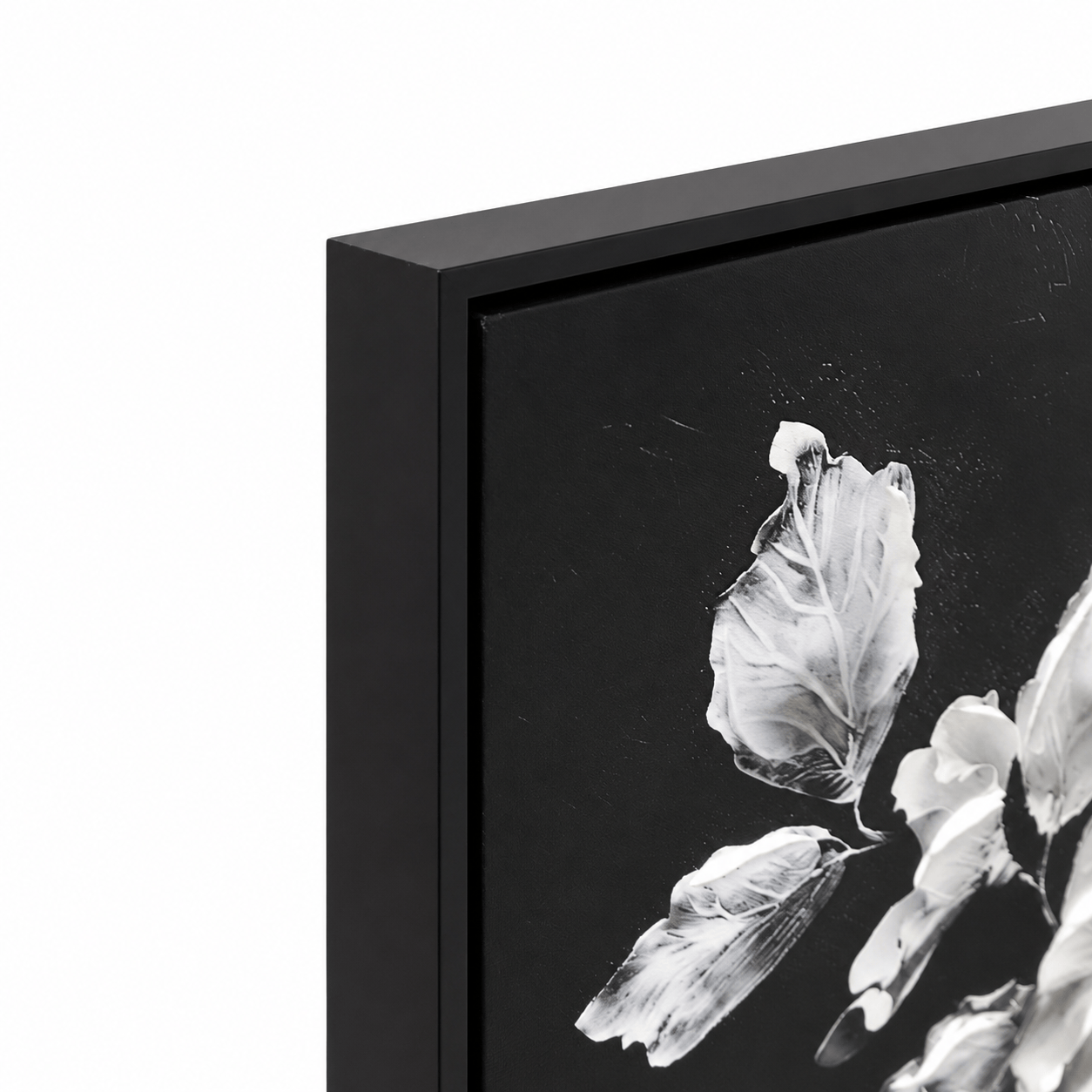 Pictures  -  Black & White Flowers Painting on Canvas - 80 x 150cm  -  60484479
