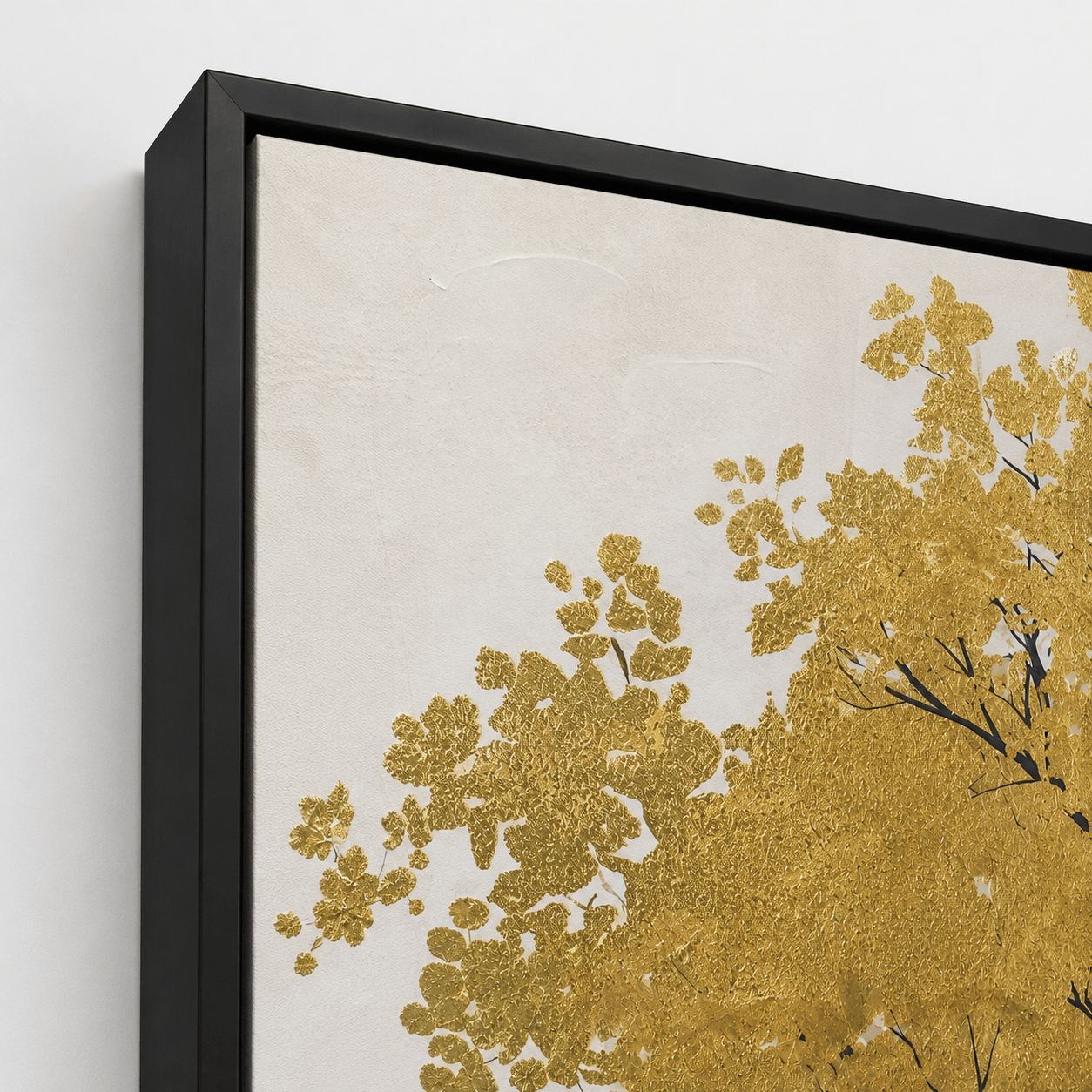 Pictures  -  Tree Framed Picture Gold & Cream - 80 x 150cm  -  60484481