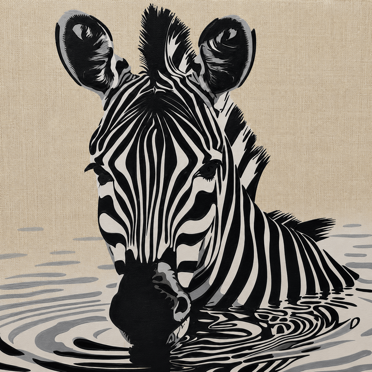 Pictures  -  Zebra Painting on Canvas - 80 x 150cm  -  60484483