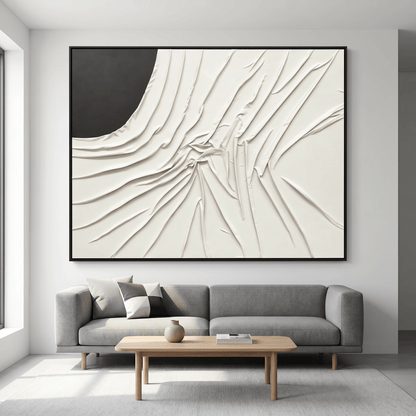 Pictures  -  Black & White Textured Painting on Canvas - 143 x 183cm  -  60484484