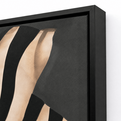 Pictures  -  Stripe Painting on Canvas with Black Frame - 150 x 80cm  -  60484487