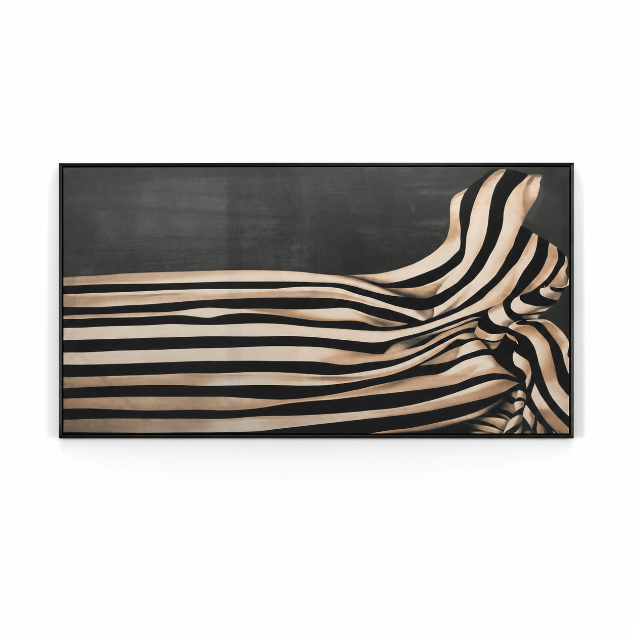 Pictures  -  Stripe Painting on Canvas with Black Frame - 150 x 80cm  -  60484487