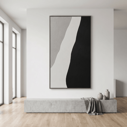 Pictures  -  Grey & Black Textured Painting on Canvas - 153 x 83cm  -  60484488