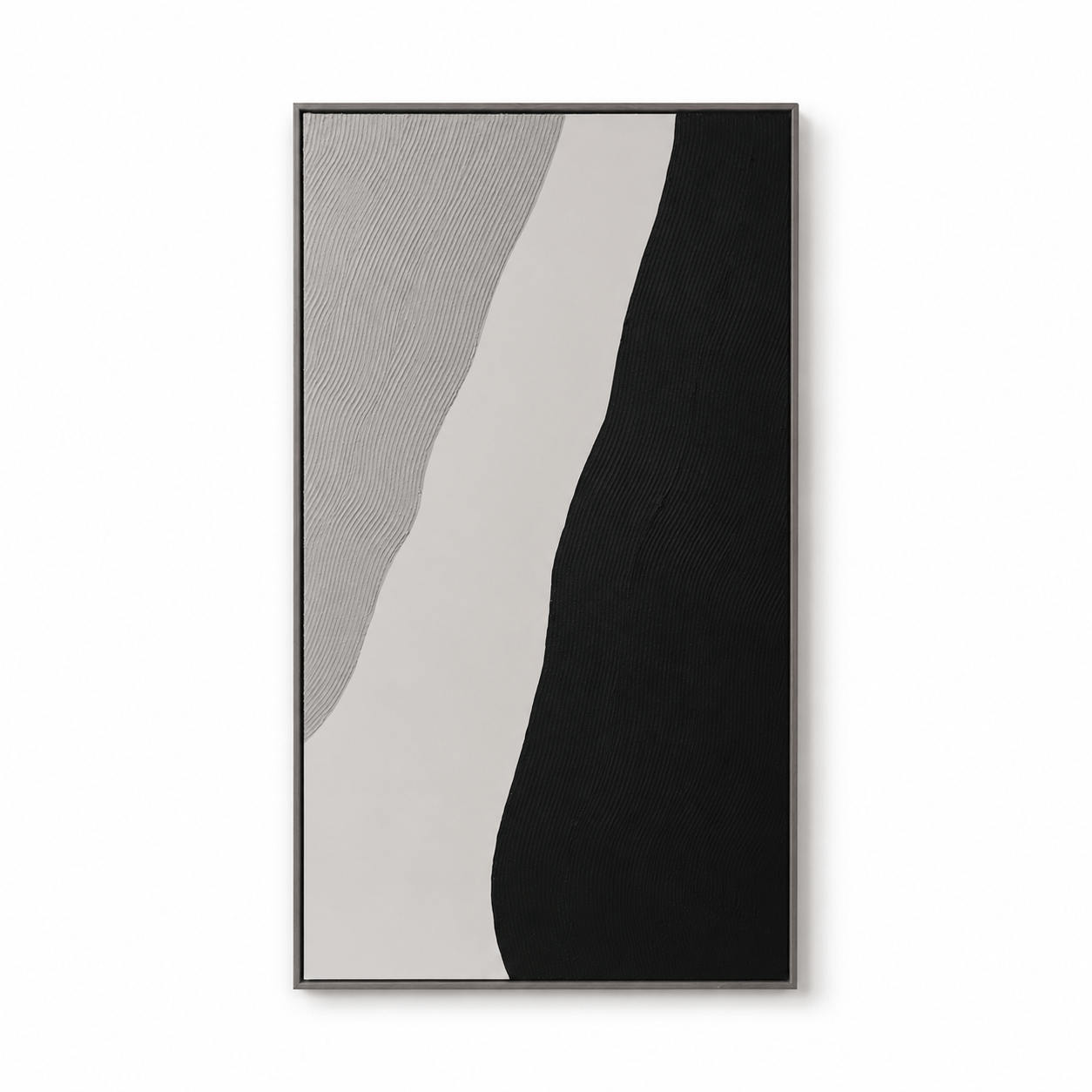 Pictures  -  Grey & Black Textured Painting on Canvas - 153 x 83cm  -  60484488