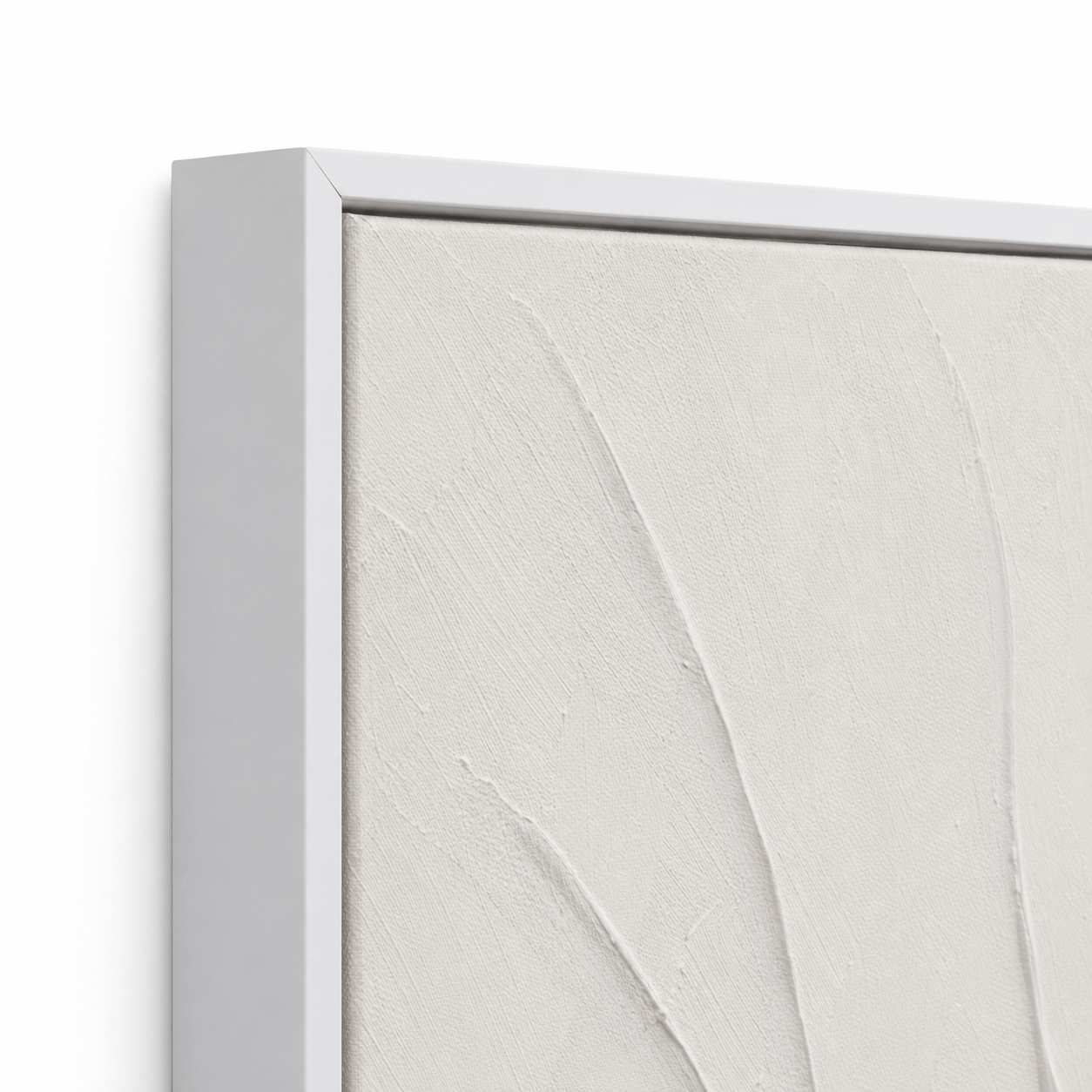 Pictures  -  Cream Abstract Painting on Canvas with White Frame - 150 x 80cm  -  60484489