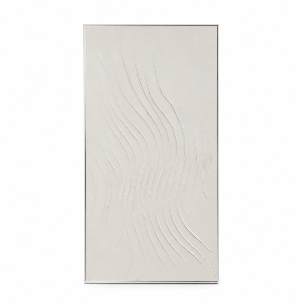 Pictures  -  Cream Abstract Painting on Canvas with White Frame - 150 x 80cm  -  60484489