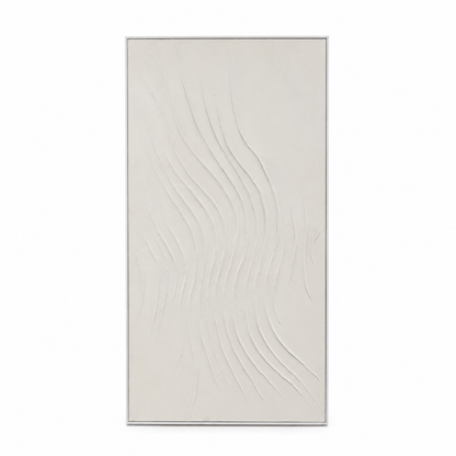 Pictures  -  Cream Abstract Painting on Canvas with White Frame - 150 x 80cm  -  60484489