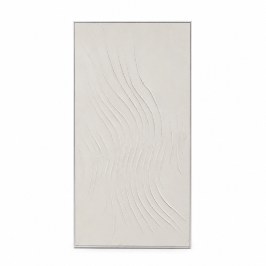 Pictures  -  Cream Abstract Painting on Canvas with White Frame - 150 x 80cm  -  60484489