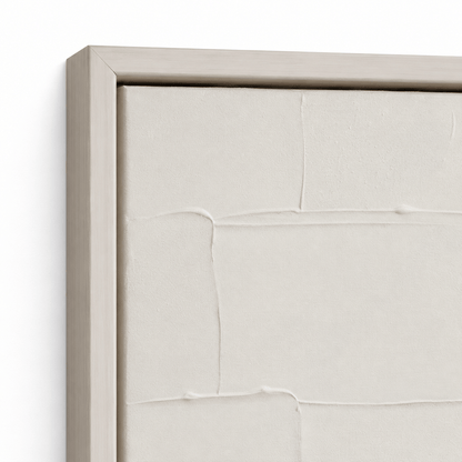 Pictures  -  Cream Abstract Painting on Canvas with Ivory Frame - 150 x 80cm  -  60484490