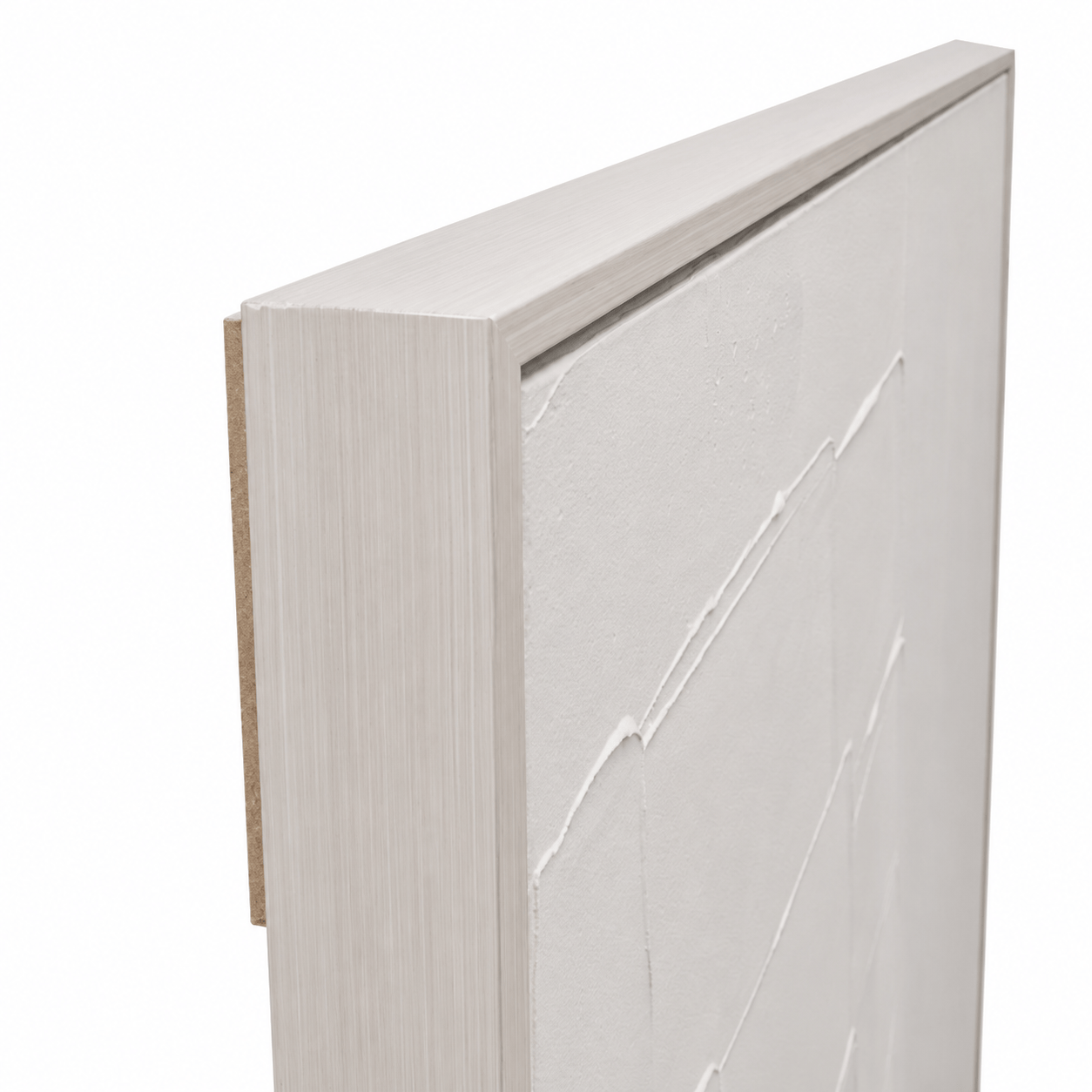 Pictures  -  Cream Abstract Painting on Canvas with Ivory Frame - 150 x 80cm  -  60484490